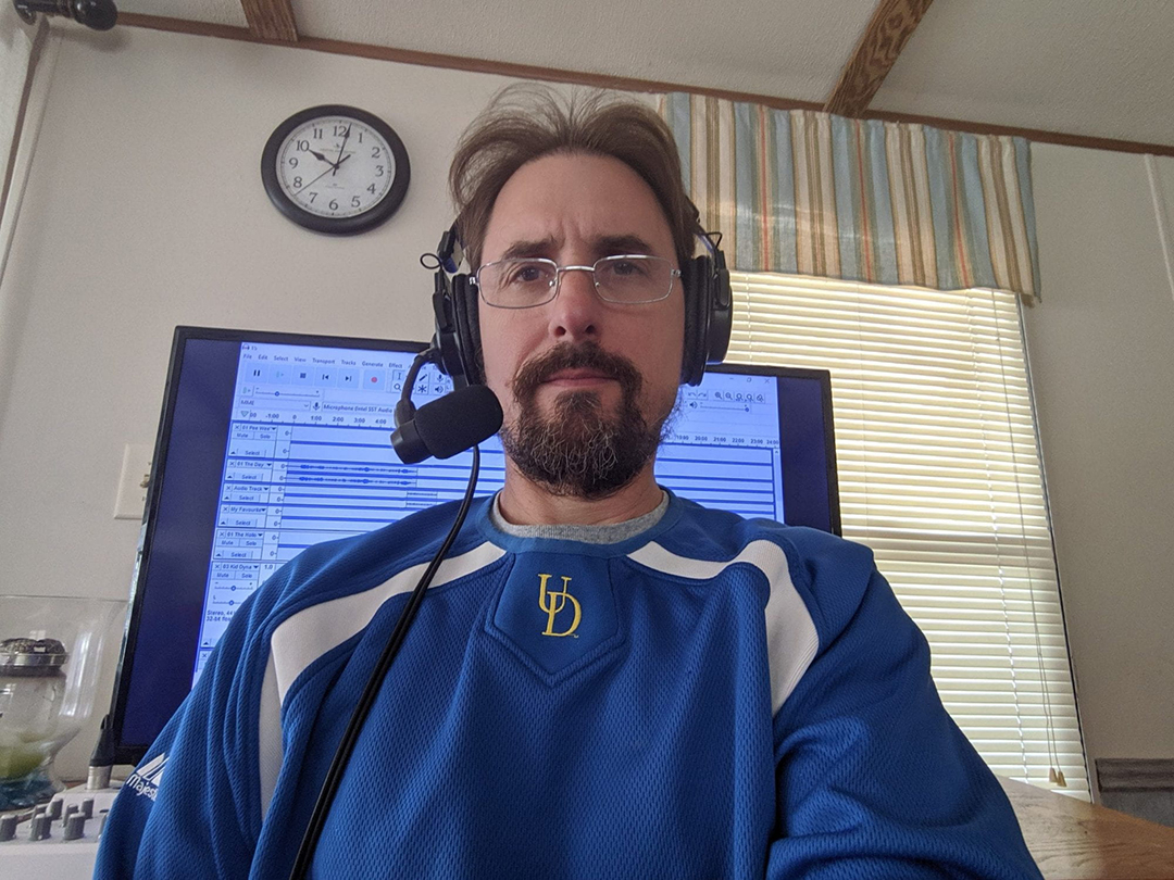 Steve Kramarck produces a WVUD program remotely from his home