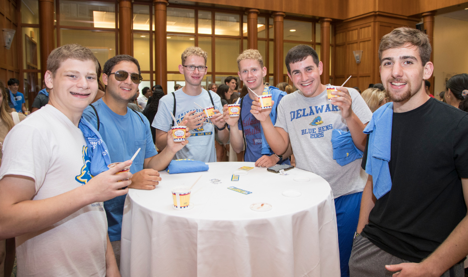Students eating ice cream in Lerner Hall
