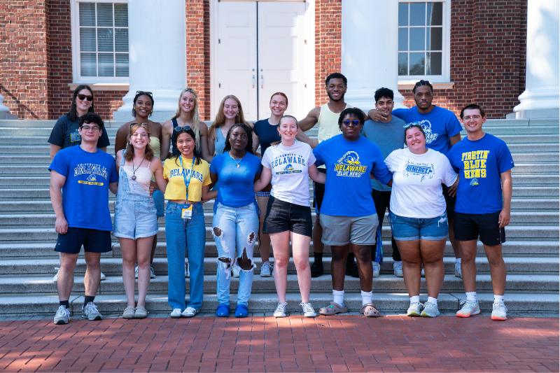 Summer_Housing_Position - 1 Photo of student staff members on the steps of Memorial Hall