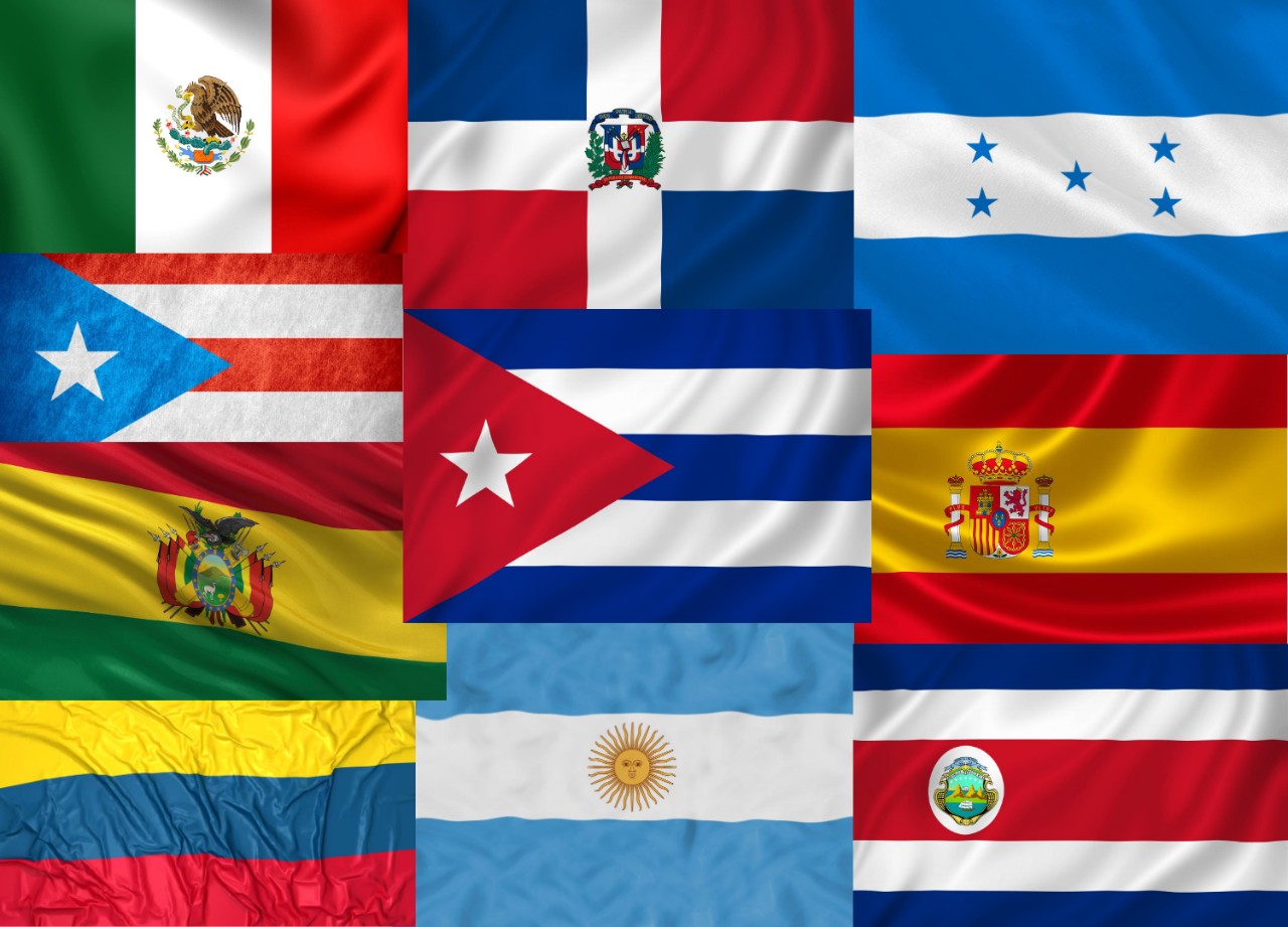 A collection of flags from Hispanic and LatinX countries