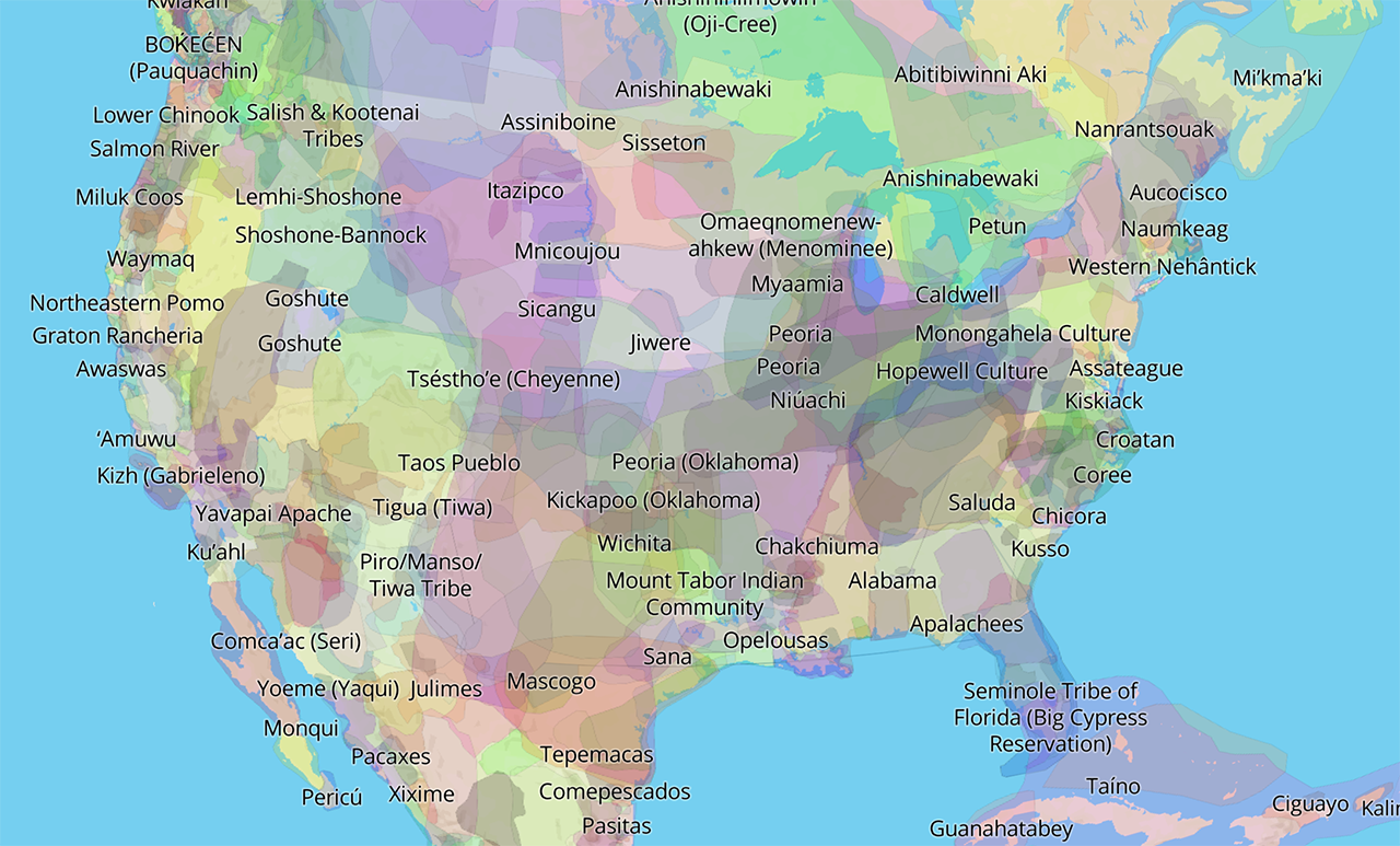 Map of native territories in the United States