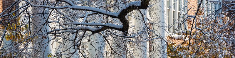 University of Delaware campus under several inches of snow in mid-December, 2013.