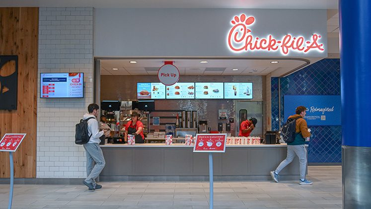 Students order food at Chick-fil-A