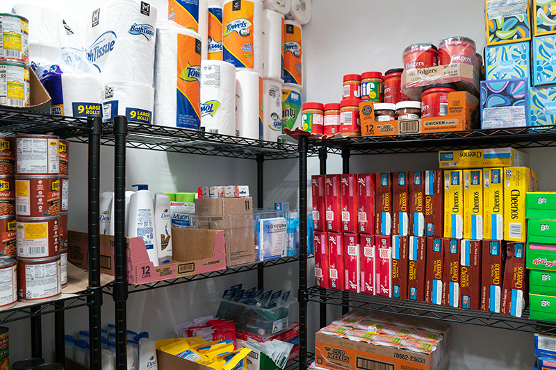 Food Pantry stocked with food and toiletry items
