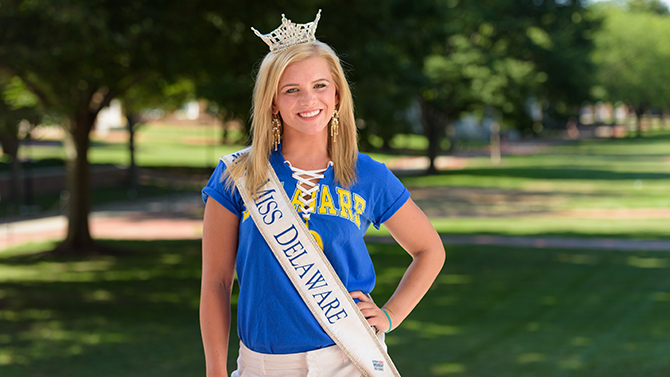Photos of Amanda Debus, 2016 Miss Delaware and a contestant in the Miss America pageant who's currently a student at the University of Delaware in the College of Health Sciences. - (Evan Krape / University of Delaware)