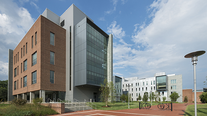 Various exterior photos of the Interdisciplinary Science and Engineering taken on July 23, 2013.