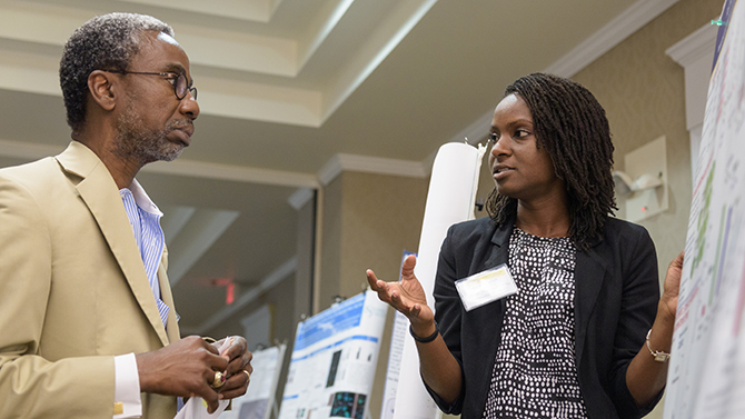 Biomedical Engineering Research Symposium held at the Embassy Suites Newark. Faculty from the University of Delaware and nearby institutions presented 5-minute overviews of their research as well as how they can collaborate with other researchers. The presentations were followed by a network session and student research poster presentations. - (Evan Krape / University of Delaware)