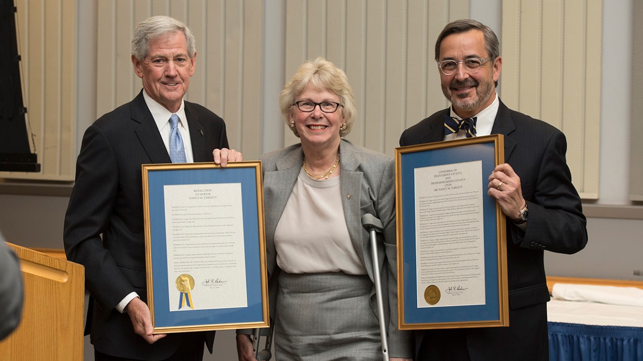 Board of Trustees 5/17/16 The semi-annual Board of Trustees meeting, May 17th, 2016 in Trabant University Center. The meeting marks President Nancy Targett's last meeting as President along with presentations by Provost Dominico Grasso, Cole Galloway and Chris Lucier.