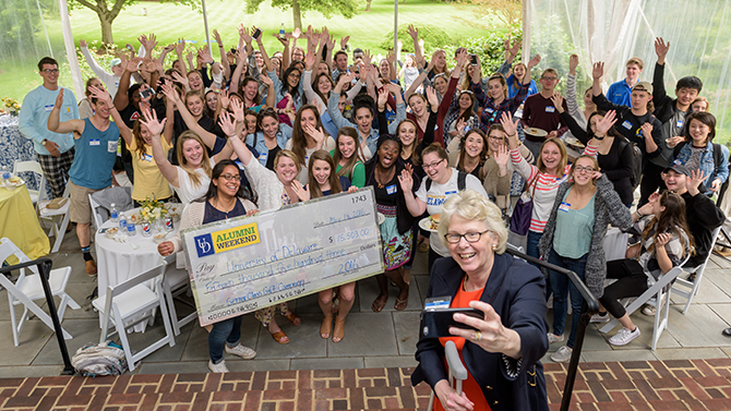 Reception for students who participated in the Senior Class Gift for the Class of 2016. Held at the University of Delaware President's House at 47 Kent Way. - (Evan Krape / University of Delaware)