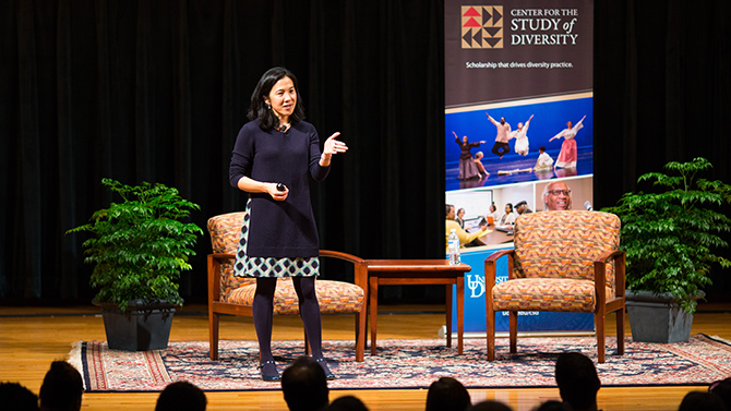 The Center for the Study of Diversity public lecture and book-signing reception with Dr. Angela Duckworth, author of Grit in The Center For The Arts, October 11th, 2016.