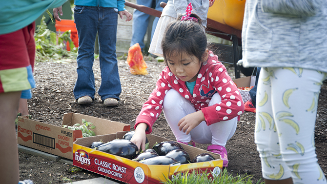 Early learning center with NCC masters gardener working together