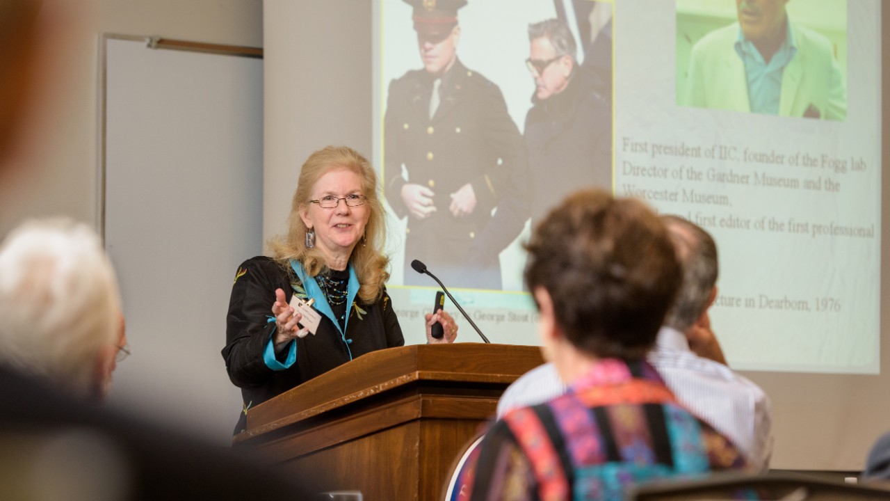 UDARF-Stoner_Joyce_Hill-100516 University of Delaware Association of Retired Faculty (UDARF) luncheon speaker Joyce Hill Stoner, the Edward and Elizabeth Goodman Rosenberg Professor of Art Conservation. - (Evan Krape / University of Delaware)
