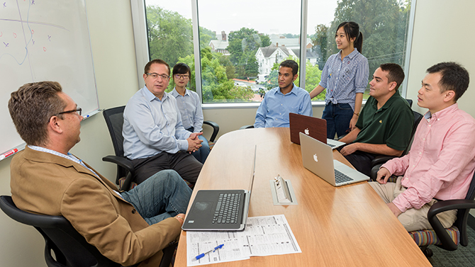 Various images of students and faculty in the Financial Services Analytics Ph.D. program in the Alfred Lerner College of Business and Economics. - (Evan Krape / University of Delaware)