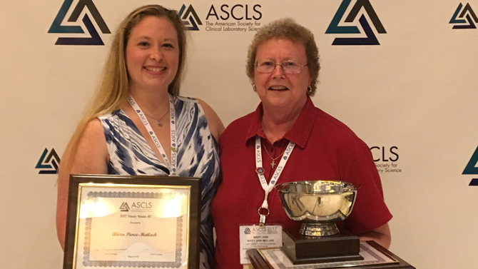 Medical Laboratory Science’s Alexa Pierce-Matlack (left) and Mary Ann McLane (right) were honored by the American Society for Clinical Laboratory Science.
 