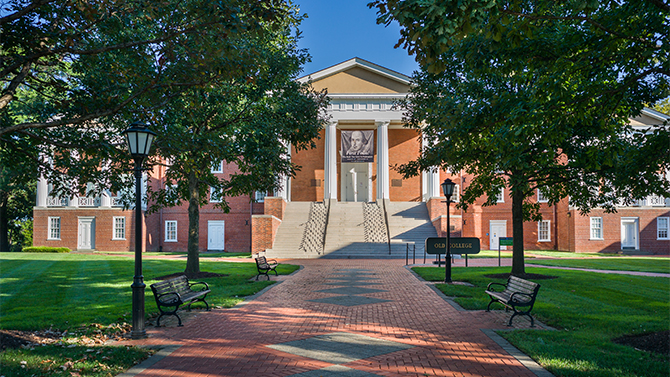 Exterior photos of Old College Hall in late September, 2016. - (Evan Krape / University of Delaware)