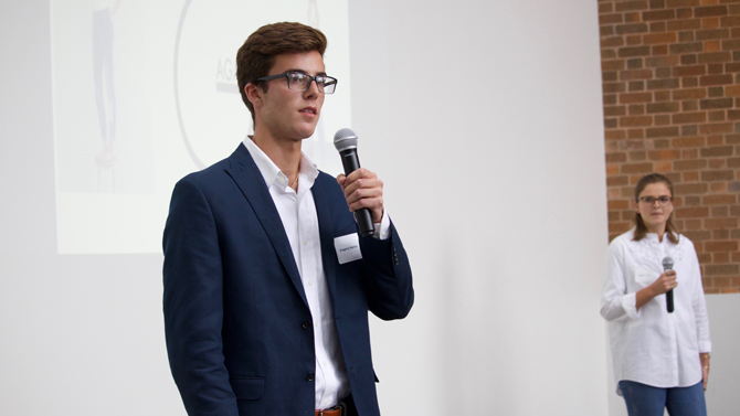 Horn Summer Founders AndAgain AndAgain is a clothing venture searching for unique uses of existing denim to create personalized jeans and jackets. Through the Summer Founders program, student founders Morgan Young, College of Arts and Sciences, Class of 2018, and Greg Harder, Alfred Lerner College of Business and Economics, Class of 2018, have used the 12-week program to explore market validation and build a scalable and repeatable business model in the hopes of moving into successful execution.