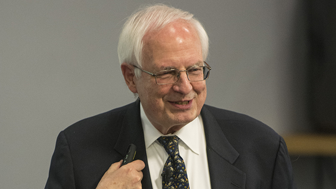 shot of the College of Business and Economics' WL Gore lecture at Clayton Hall, A. Blanton Godfrey