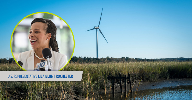 U.S. Representative Lisa Blunt Rochester toured the University of Delaware wind turbine