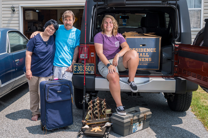 Left to right, Lynn, Dale and Ashley Hangstefer have been preparing for Ashley to move from their family home in Milford to Newark to begin her first year as a student at the University of Delaware.