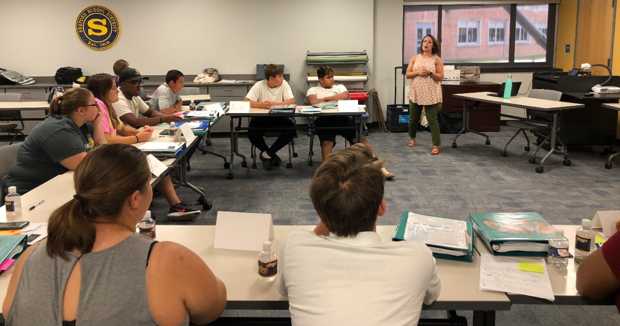UD Cooperative Extension community health specialist Gina Crist prepared Seaford students on expectations what they can expect and should take into consideration in a middle school classroom setting.