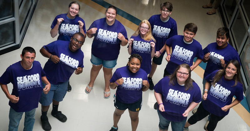 Seaford High School students will visit middle school classrooms to teach an anti-opioid message. From left to right: Chris Brown, Cameron Cheers, Mackenzie Brown, Abigail Wile, Tyesha Seymore, Emma Williams, Tyler White, Noah Wallace, Sammi Alleman, Juan Tepox and Kiersten Stoudt.