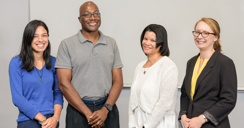 UD professors Millie Sullivan, Thomas H. Epps, III, LaShanda Korley, and April Kloxin were mentors at a workshop for future faculty members. 