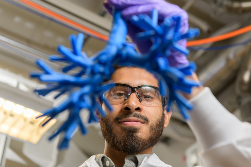 Azeem Sharief, a chemical engineering major from Newark, Delaware, is interested in how inhaled medication is delivered to lung tissue.