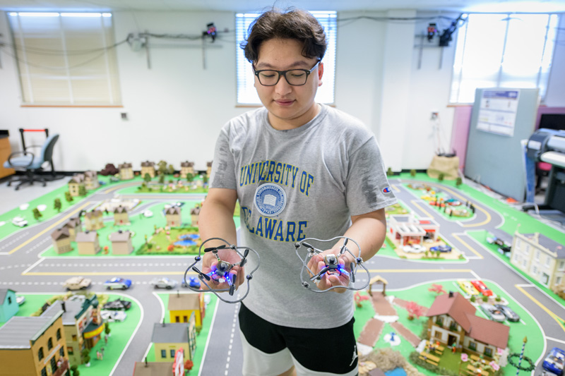 Yiming Wan is studying the use of drones in combination with smart or autonomous vehicles to optimize traffic flow. 