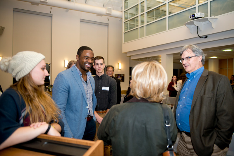 Homecoming PreVet Alumni Reception with key note address given by Courtney Campbell. Courtney is a UD CANR alum and is on several TV shows and is a celebrity on animal shows. (Model releases were obtained.)