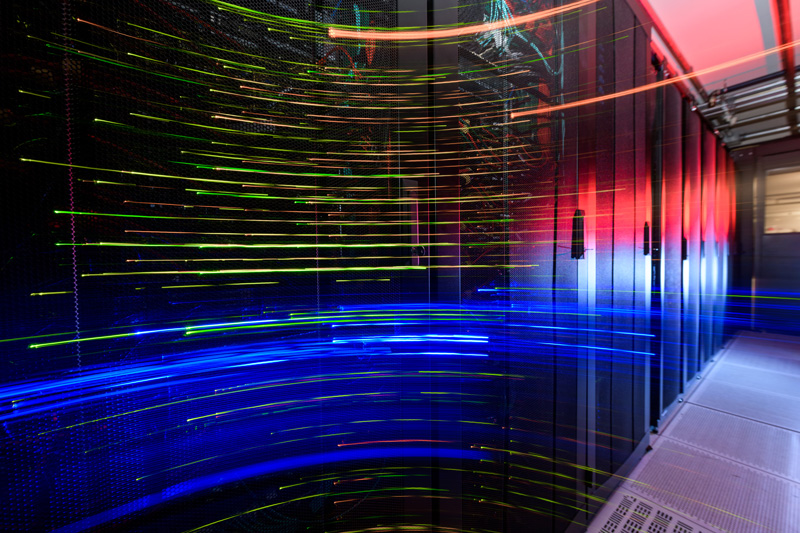 IT-Server_Cluster_Blinkenlights-120718 Various computing and storage clusters in IT's South Chapel Street Computing Center with some panning, slow sync, and shutter dragging to connote a sense of "speed" and nifty techie stuff. - (Evan Krape / University of Delaware)