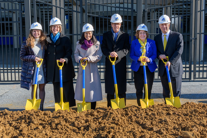 Groundbreaking ceremony for the Whitney Athletic Center, soon to be under construction on the Athletics Campus. Named in honor of Ken and Liz Whitney, who's $10 Million transformation gift forms the cornerstone of the project. - (Evan Krape / University of Delaware)