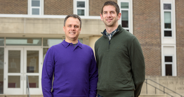 CHEG-Antoniewicz-Long-Environmental_Portrait-012918 Chemical engineering professor Maciek R. Antoniewicz (left) and graduate student Christopher P. Long published a new paper in the journal Nature Communications.