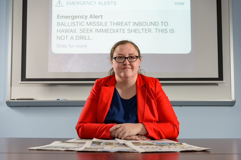 DRC-Trivedi-Hawaii_False_Missle_Alert-012418 Jennifer Trivedi, a researcher with UD’s Disaster Research Center, traveled to Hawaii to ask residents and visitors about the warning of a missile attack that turned out to be a false alarm.