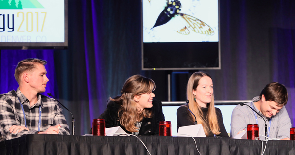 Four UD students at the Entomological Society of America trivia contest