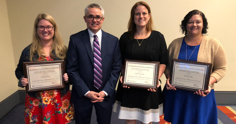 Amanda Jansen and her coauthors with outgoing NCTM president, Matt Larson. From left to right: Amanda Jansen, Matt Larson, Stefanie Vascellaro, and Brandy Cooper. Not pictured: Phil Wandless. 