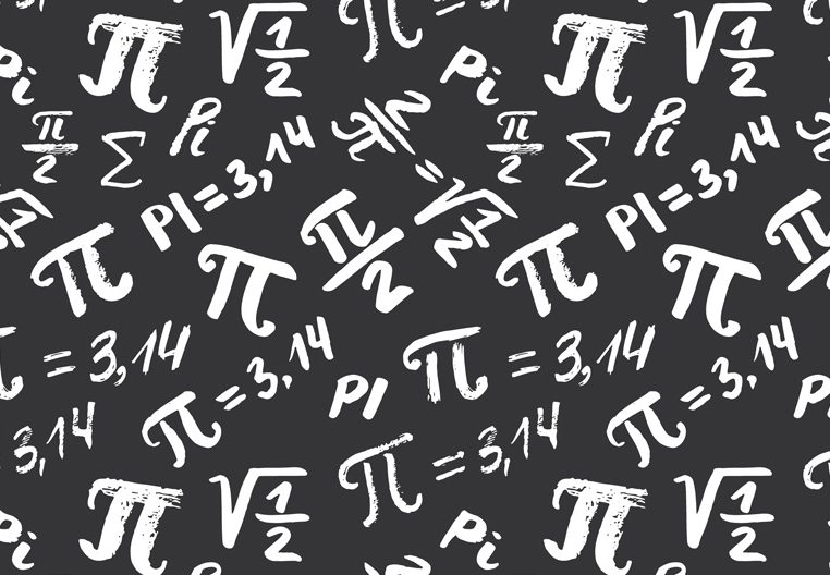 Pi symbol seamless pattern vector illustration. Hand drawn sketched Grunge mathematical signs and formulas, Vector illustration.