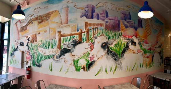 A new mural has been unveiled at the UDairy Creamery Market in Wilmington showing all aspects of UDairy ice cream production from the cow to the cone