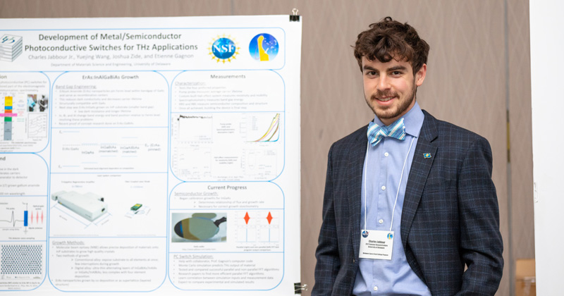 12th Annual DESGC Student Research Symposium at DSU in Dover UD chemical engineering major Charles Jabbour, who received Delaware Space Grant funding for a 2017 research internship, presented a poster during the event.