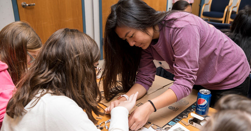 Engineering Discovery Days for high school girls interested in STEM fields.  (Most of the girls have releases unless there is a “x” on their name tags.)