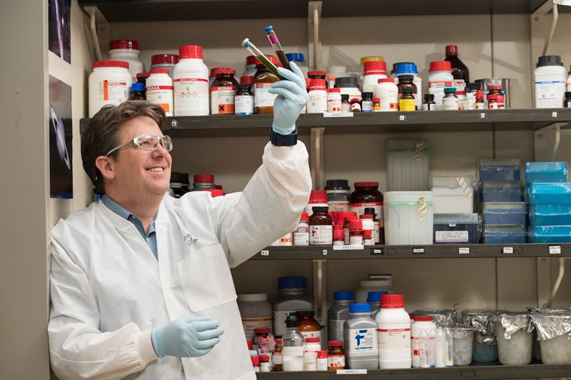 Tom Hanson, College of Earth, Ocean & Environment, works with different kinds of bacteria - good & bad. (Releases were obtained.)