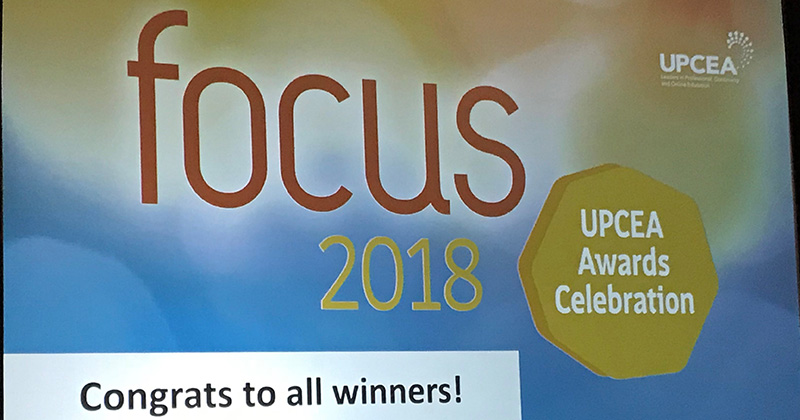 2018 UPCEA Awards Celebration sign