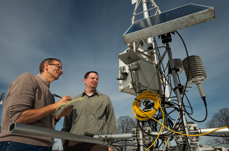 Drs. Kevin Brinson and Dan Leathers of the Delaware Environment Observing System are celebrating 10 year since UD started archiving real time weather data. 