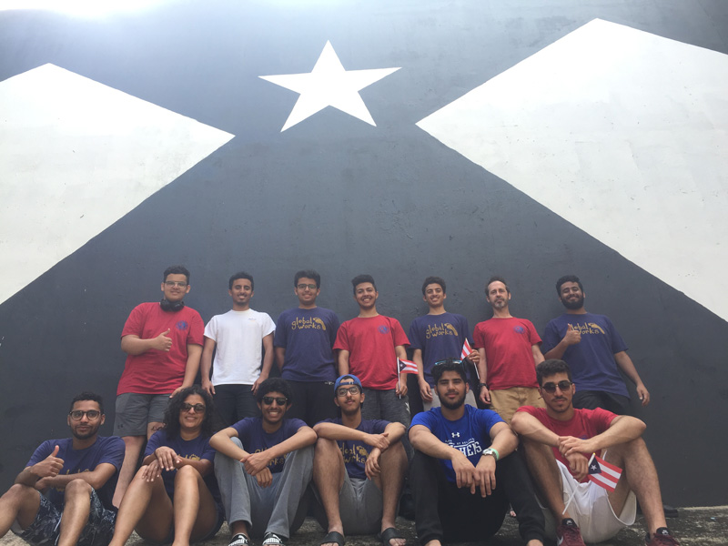 For the third year in a row, students from Saudi Arabia in the University of Delaware’s English Language Institute traveled to Puerto Rico to help families build hurricane-resistant homes.