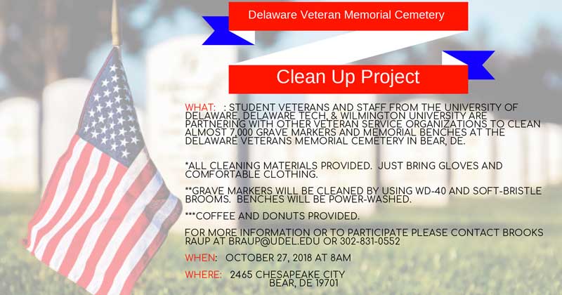 PRESENT Clean up Project on Oct. 27 at Delaware Veterans Memorial Cemetery