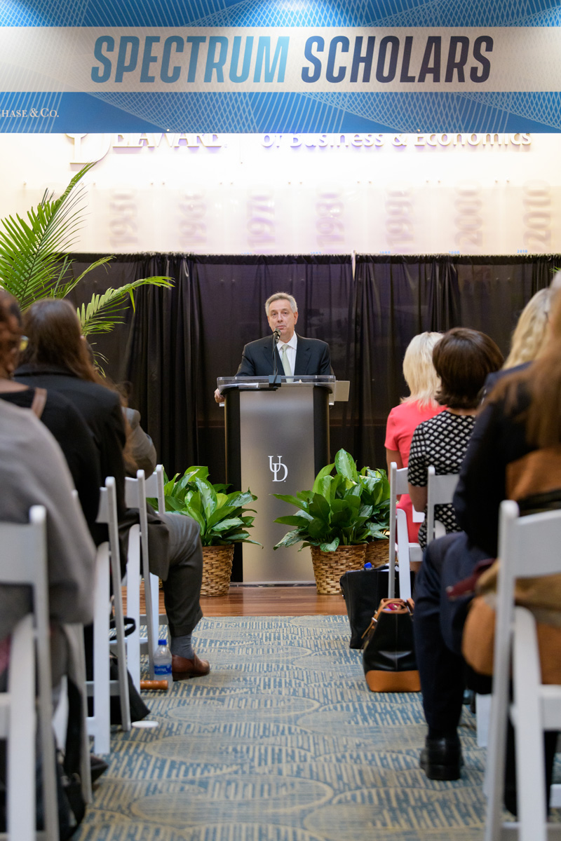 J.P. Morgan Chase sponsors a new program targeted to identifying students on the Autism Spectrum Scale into fields such as Computer Science and Engineering. Several involved members spoke about the program and how UD’s involvement will help these students succeed in the future. - (Evan Krape / University of Delaware)