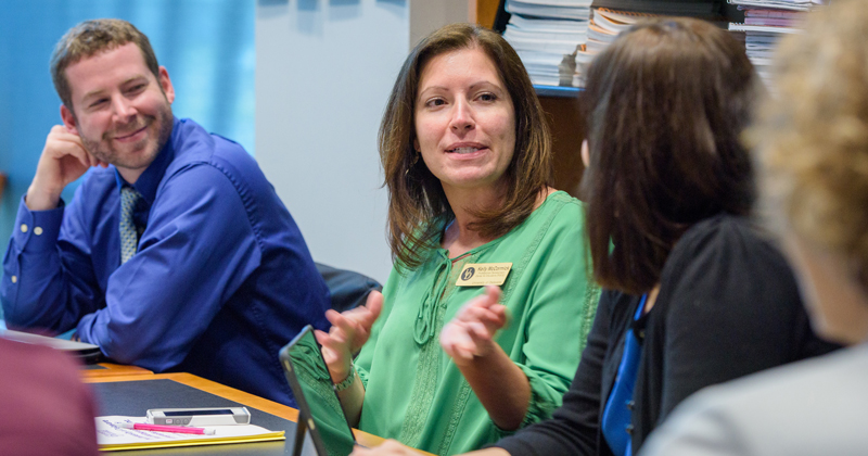 Delaware Academy for School Leadership (DASL) coaches working with teachers in Laurel Middle and High School. - (Evan Krape / University of Delaware)