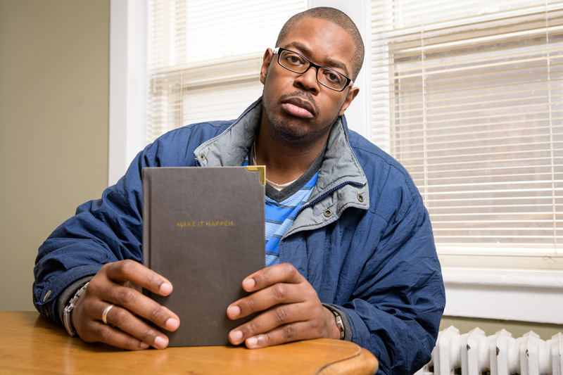 Daniel Lanier is a part time student in UD’s Career and Life Studies Certificate (CLSC) program through the Center for Disabilities Studies. Lanier  is passionate about civil rights for all and expresses this through writing and music. Photographed at the Center for Black Culture for a UDaily article - (Evan Krape / University of Delaware)