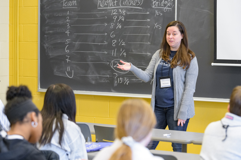 Students participants in "REACHing for a future in engineering" from several area high schools took time on a Saturday morning to learn about chemical engineering and get to perform some hands-on experiments. The program was put on by REACH (Recruiting, Engaging, Advancing Chemical Engineers), a Registered Student Organization, is a "student initiative for all things Chemical Engineering" [engr.udel.edu]. - (Evan Krape / University of Delaware)