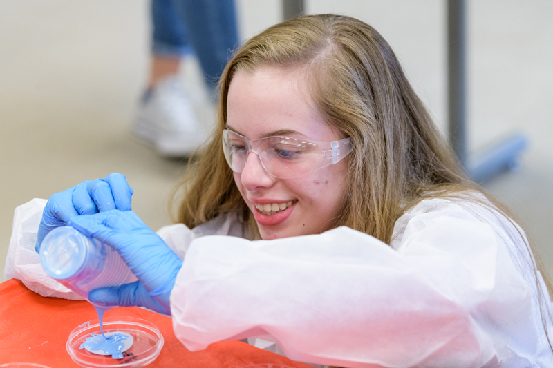 Students participants in "REACHing for a future in engineering" from several area high schools took time on a Saturday morning to learn about chemical engineering and get to perform some hands-on experiments. The program was put on by REACH (Recruiting, Engaging, Advancing Chemical Engineers), a Registered Student Organization, is a "student initiative for all things Chemical Engineering" [engr.udel.edu]. - (Evan Krape / University of Delaware)