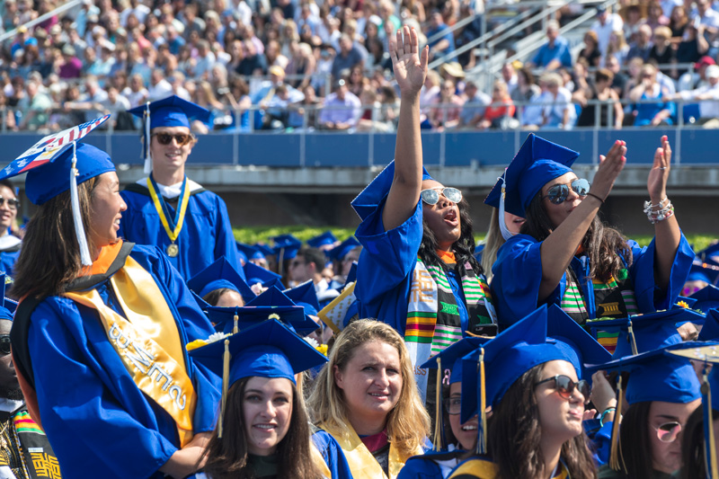 Commencement 2018 The 169th University of Delaware Spring Commencement ceremony held in Delaware Stadium on Saturday, May 26, 2018. Including commencement speaker Steve Mosko, leading media executive and former chairman of Sony Pictures Television and a UD alumnus, honorary degrees were also awarded to Howard. E Cosgrove, James Jones, and Valerie Biden Owens.